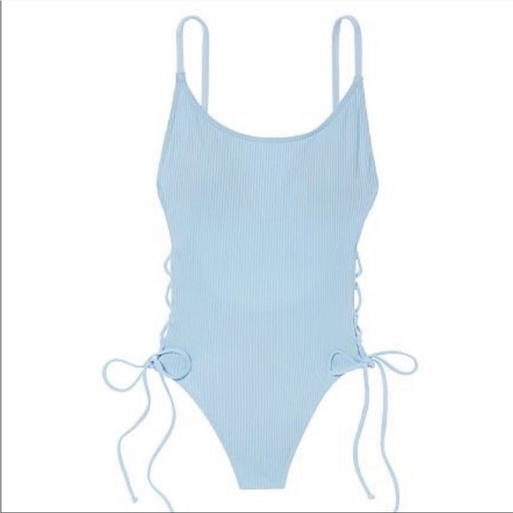 Pink | Victoria’s Secret Blue Lace Up One Piece - Picture 2 of 9
